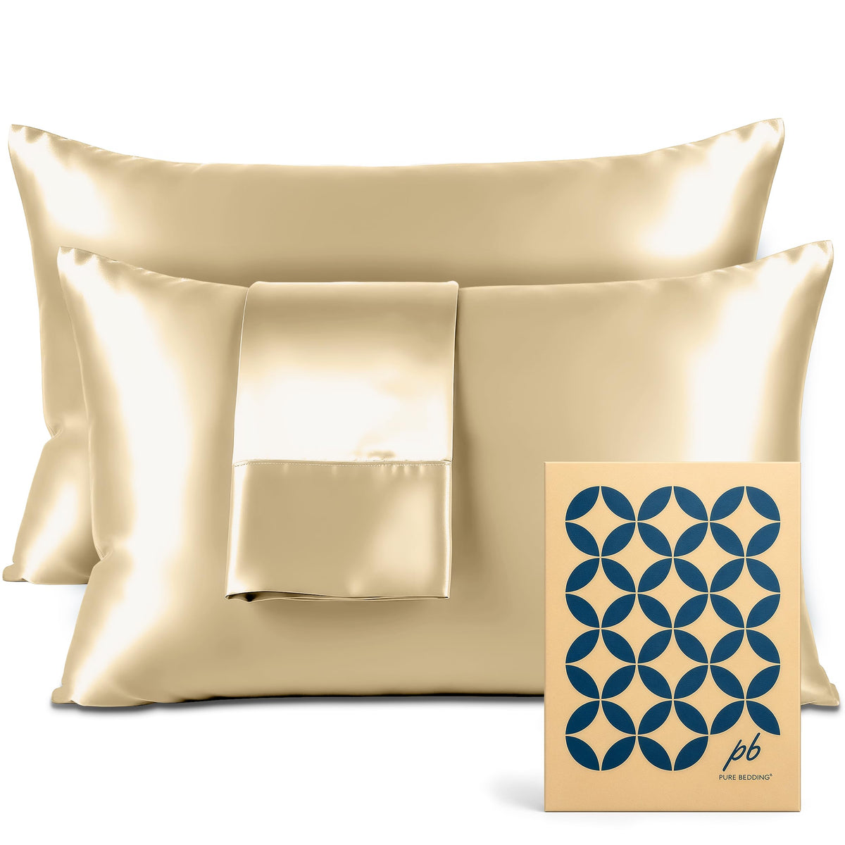 Pure Bedding Satin Pillowcase 2 Pack - Queen Size (20"x30", Black) - Silky Pillow Cases for Hair and Skin - Satin Pillow Covers with Envelope Closure - Extra Soft Premium Microfiber