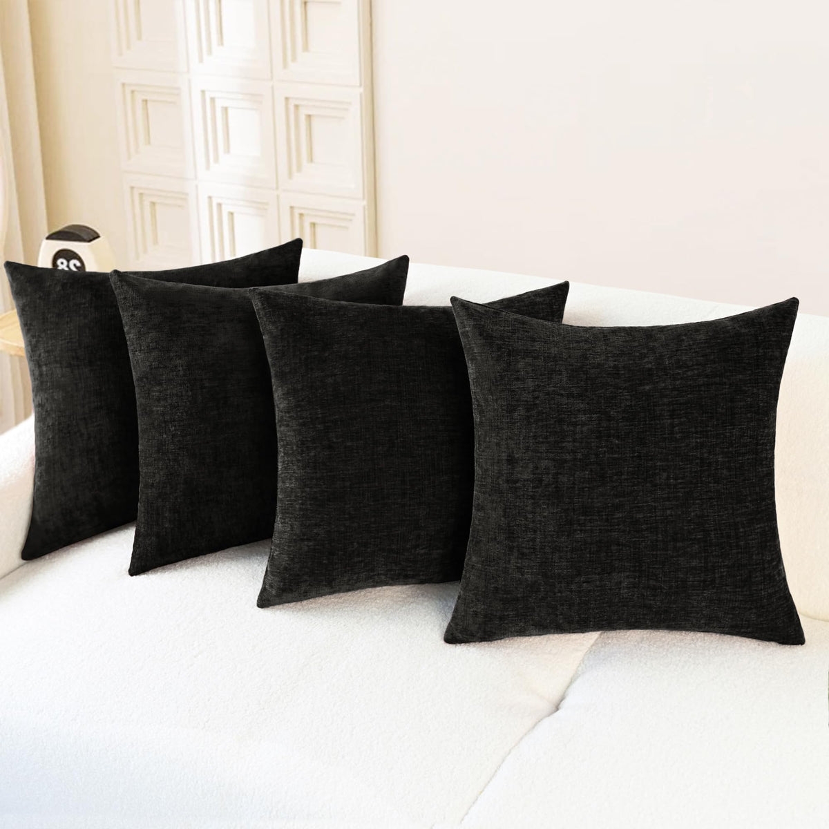 CaliTime Decorative Couch Throw Pillow Covers 18 X 18 Inches Navy Blue