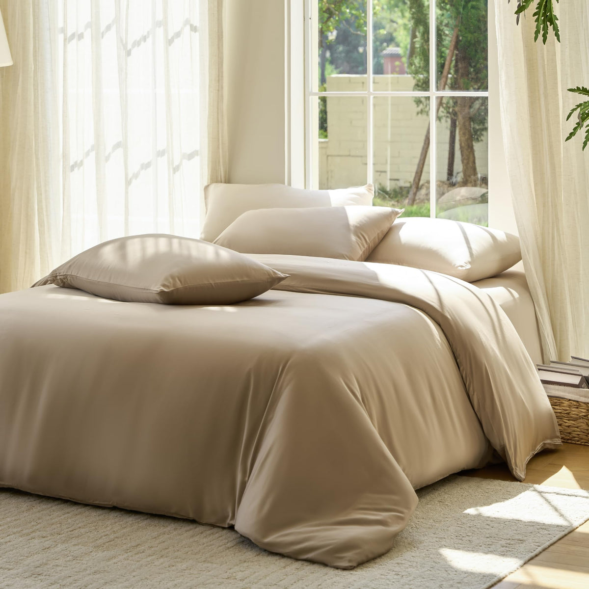 DOZ Duvet Cover Set, 100% Viscose derived from Bamboo, Organically Grown, Buttery Soft, Cooling Duvet Covers, High GSM, 1 Duvet Cover and 2 Pillowcases, 90"x90" (Sage, Full/Queen)