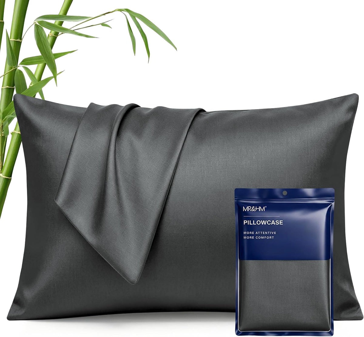 MR&HM Queen Pillowcase Set of 2, Cooling & Breathable, Dark Grey, 20"x30"
