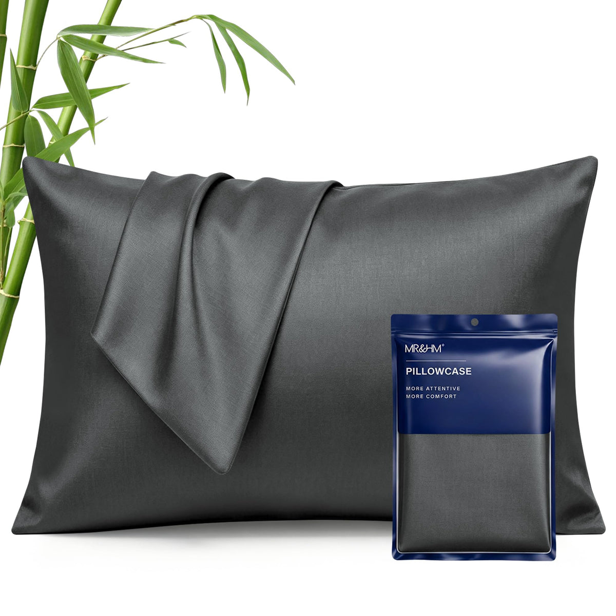 MR&HM Queen Pillowcase Set of 2, Cooling & Breathable, Dark Grey, 20"x30"