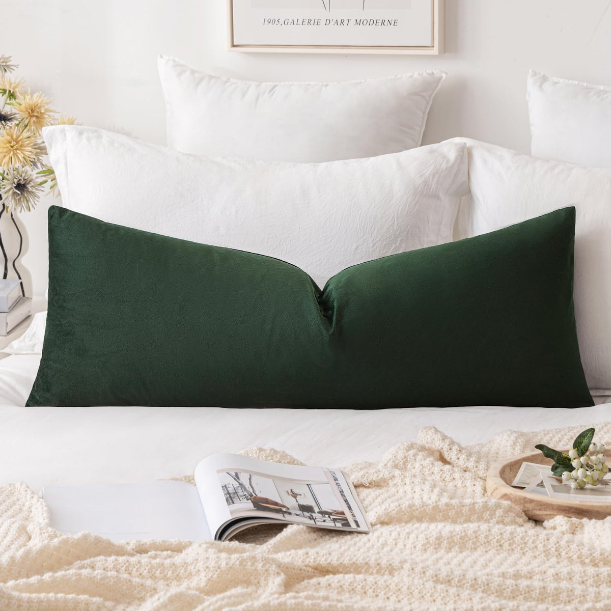 MIULEE Velvet Pillow Cover Soft Luxury Decorative Throw Pillow Cover Single Rectangle Cushion Case for Spring Couch Sofa Bedroom Car Decor,12x20 Inch Sage Green