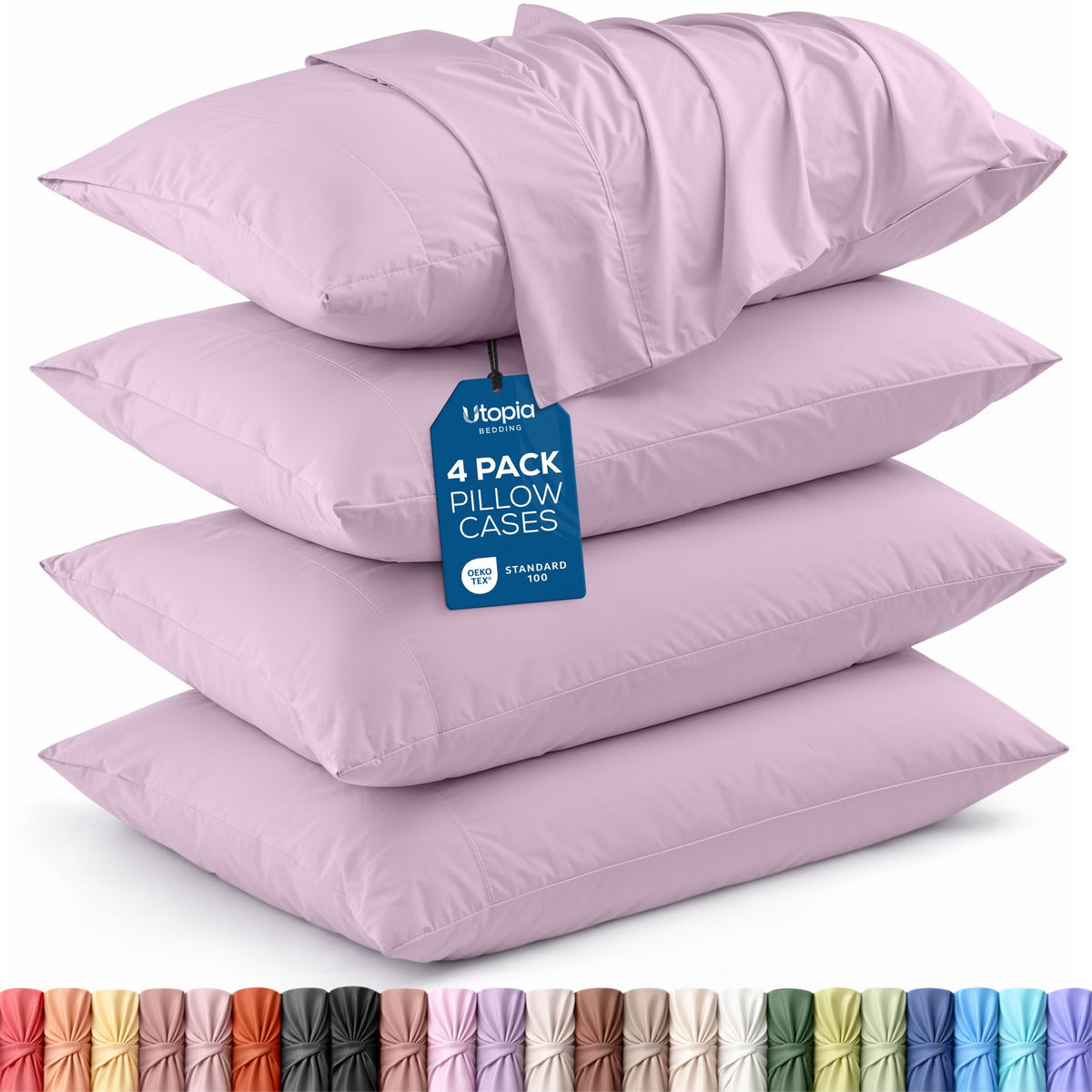 Pillow Covers Standard Size Set of 4, Soft and Comfy Pillow Cases, White