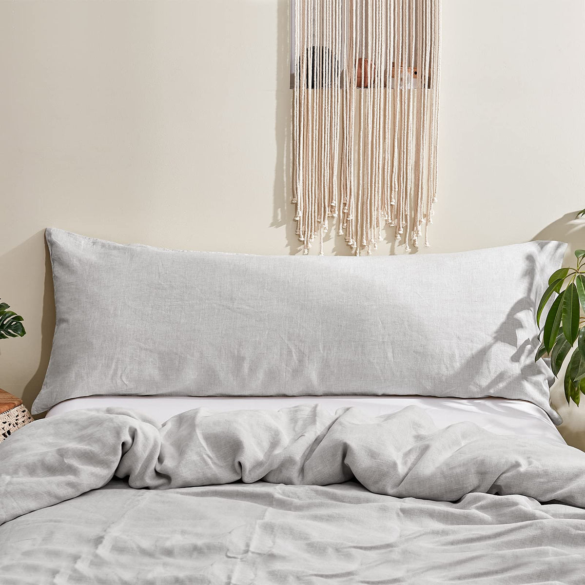 Simple&Opulence 100% French Linen Duvet Cover Set with Embroidered,3 Pcs Washed Soft Farmhouse Bedding Set with Button Closure,1 Comforter Cover and 2 Pillowshams(King,Natural Linen)