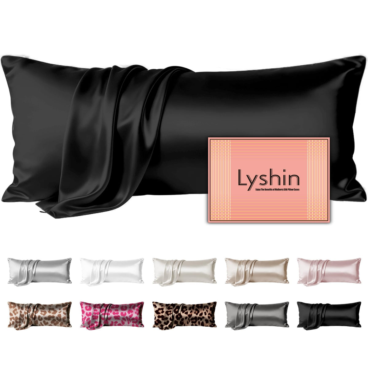 LYSHIN White Silk Pillow Cases Standard Size with Hidden Zipper