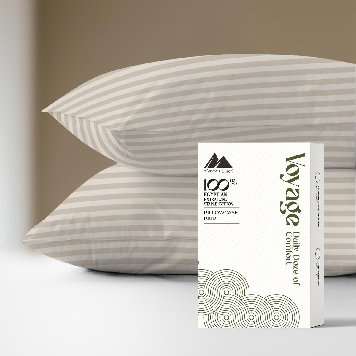 Mayfair Linen Pillow Cases Queen Size - Luxury 600 Series Egyptian Cotton Pillow Cases Queen Size Set of 2 (White), Soft, Cooling & Breathable Sateen Weave Hotel Pillowcovers - Voyage Collection