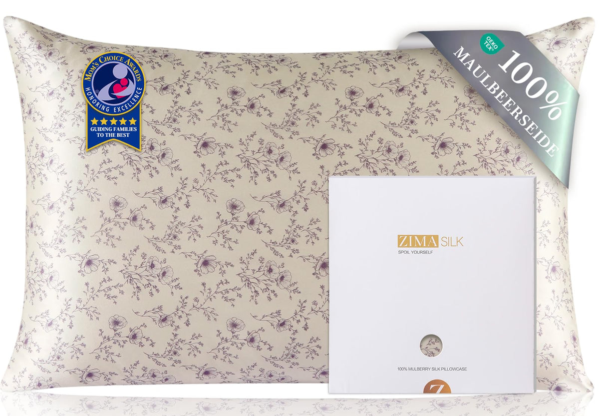 ZIMASILK 100% Pure Mulberry Silk Pillow Cases for Hair and Skin, Queen