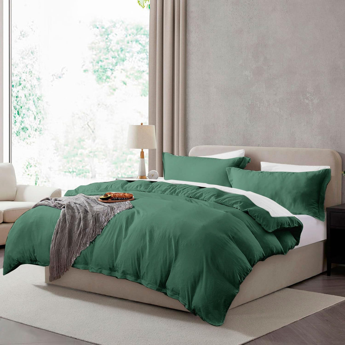 Hearth & Harbor Prewashed King Duvet Cover Set, Chocolate Brown
