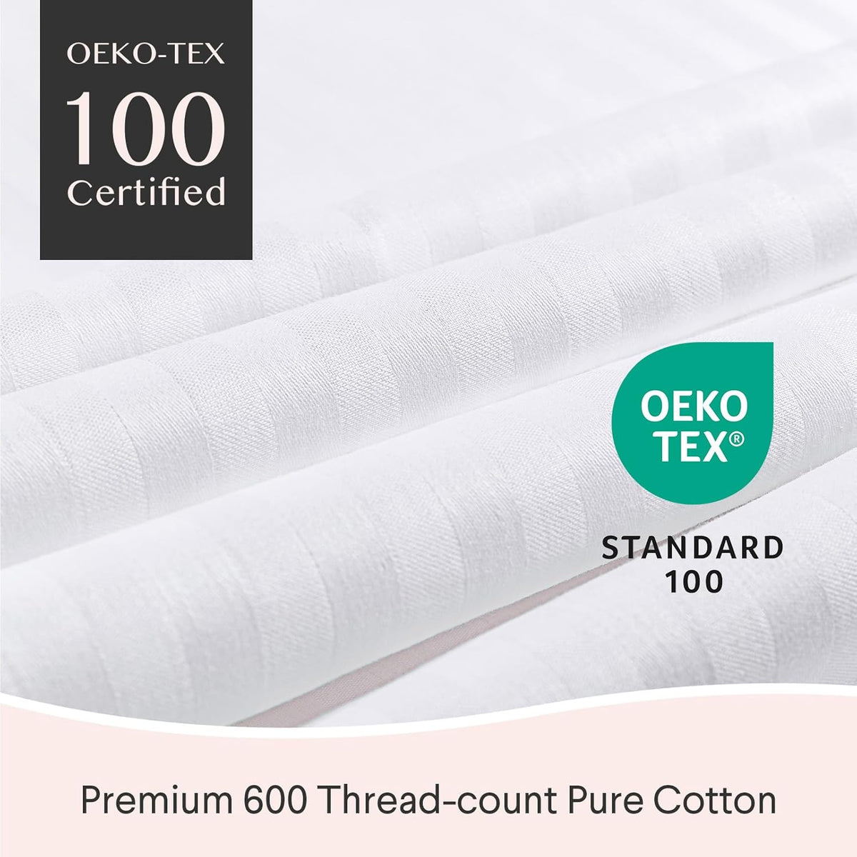FAUNNA 600TC 100% Cotton Pillow Protectors, Standard Size (20x26), 4 Pack
