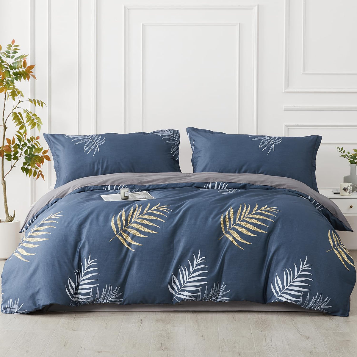 Duvet Cover Set King Size 100% Organic Cotton Pirate Black, SAPHREAS 3 Pcs Soft Bedding Comforter Cover with Zipper Closure & Corner Ties, Comforter Not Included