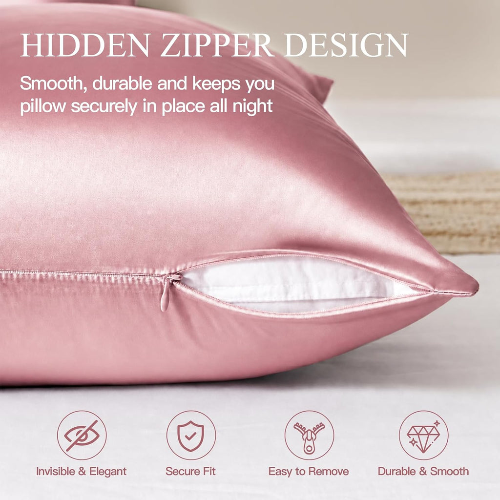 INSSL Silk Pillowcase for Women, Mulberry Silk Pillowcase for Hair and Skin and Stay Comfortable and Breathable During Sleep (Standard, Coral)