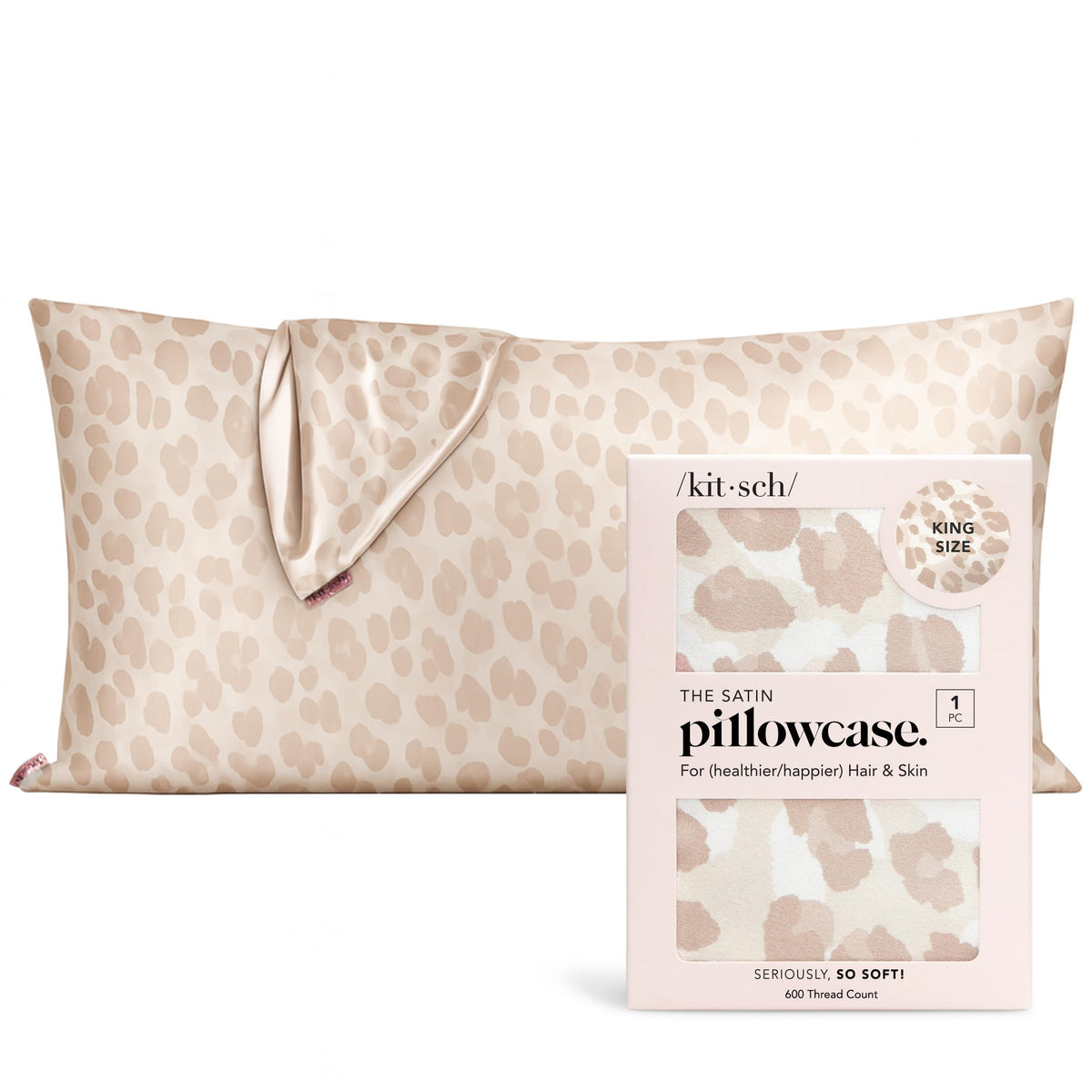 Kitsch Satin Pillowcase with Zipper - Standard Size, Ivory