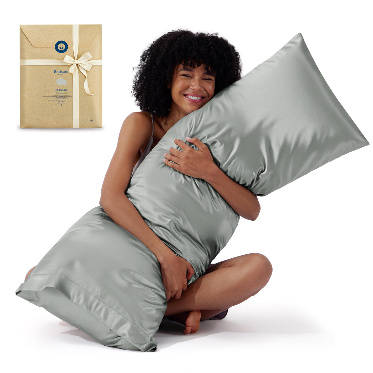 Bedsure Satin Pillowcase Standard Set of 2, Silky Pillow Cases, White