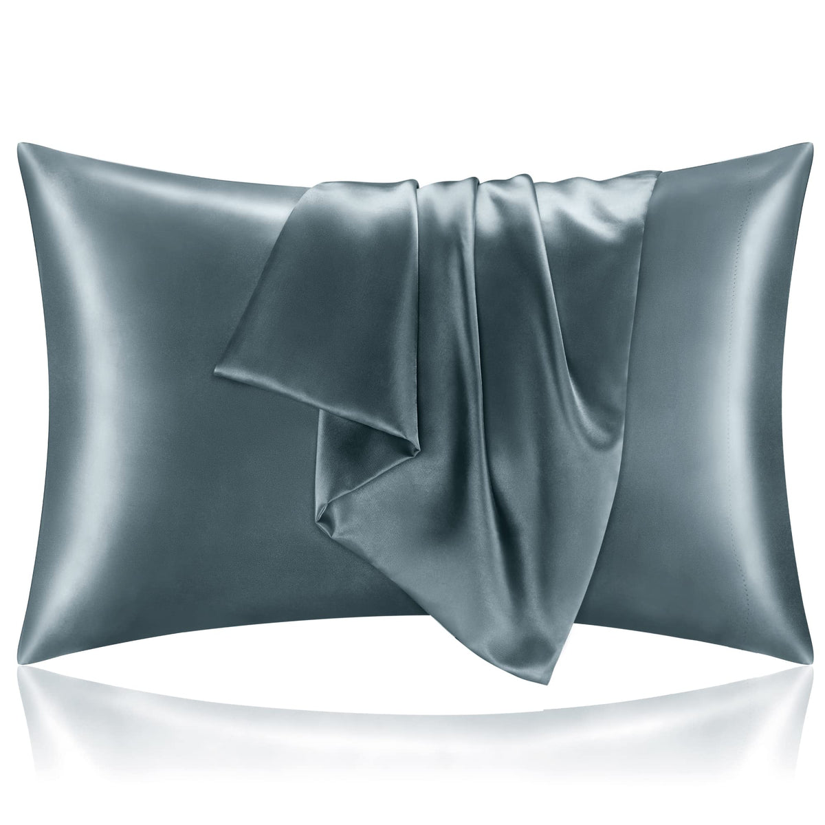 BEDELITE Satin Pillowcases, Queen Size 20x30 Inch, Dark Grey, Set of 2