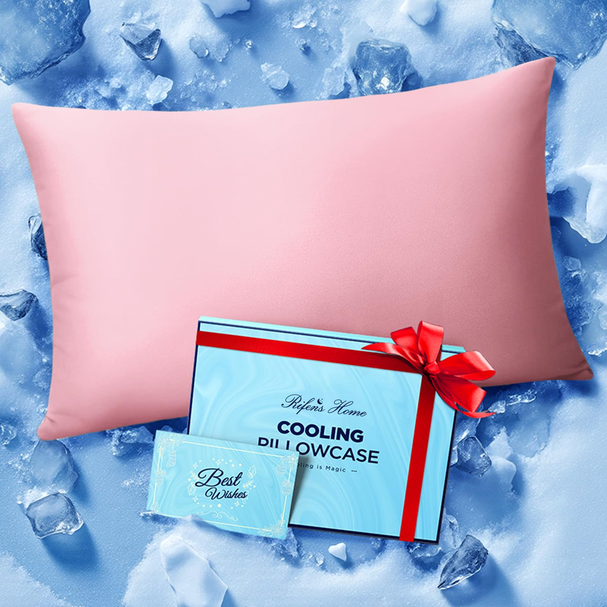 Ultra-Chill Cooling Pillowcase Set of 2 for Hot Sleepers, Softer Than Silk Pillow Cases for Protecting Hair & Skin, Breathable Bed Pillow Covers w/Zipper, Gifts for Women Men (Navy Blue, Standard)