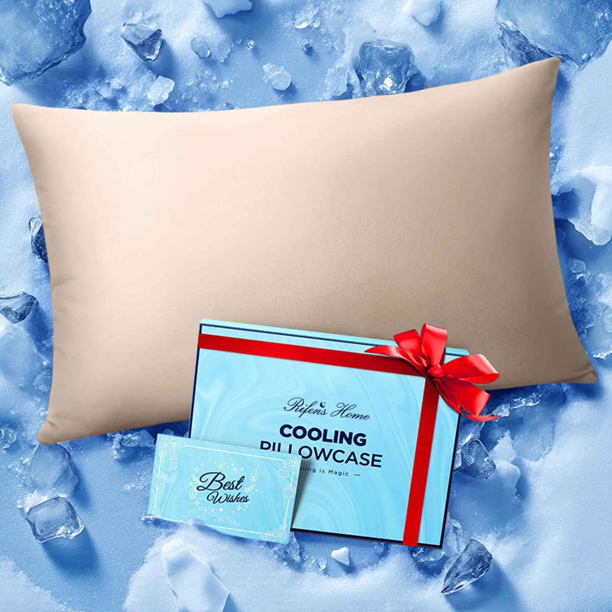Ultra-Chill Cooling Pillowcase Set of 2 for Hot Sleepers, Softer Than Silk Pillow Cases for Protecting Hair & Skin, Breathable Bed Pillow Covers w/Zipper, Gifts for Women Men (Navy Blue, Standard)