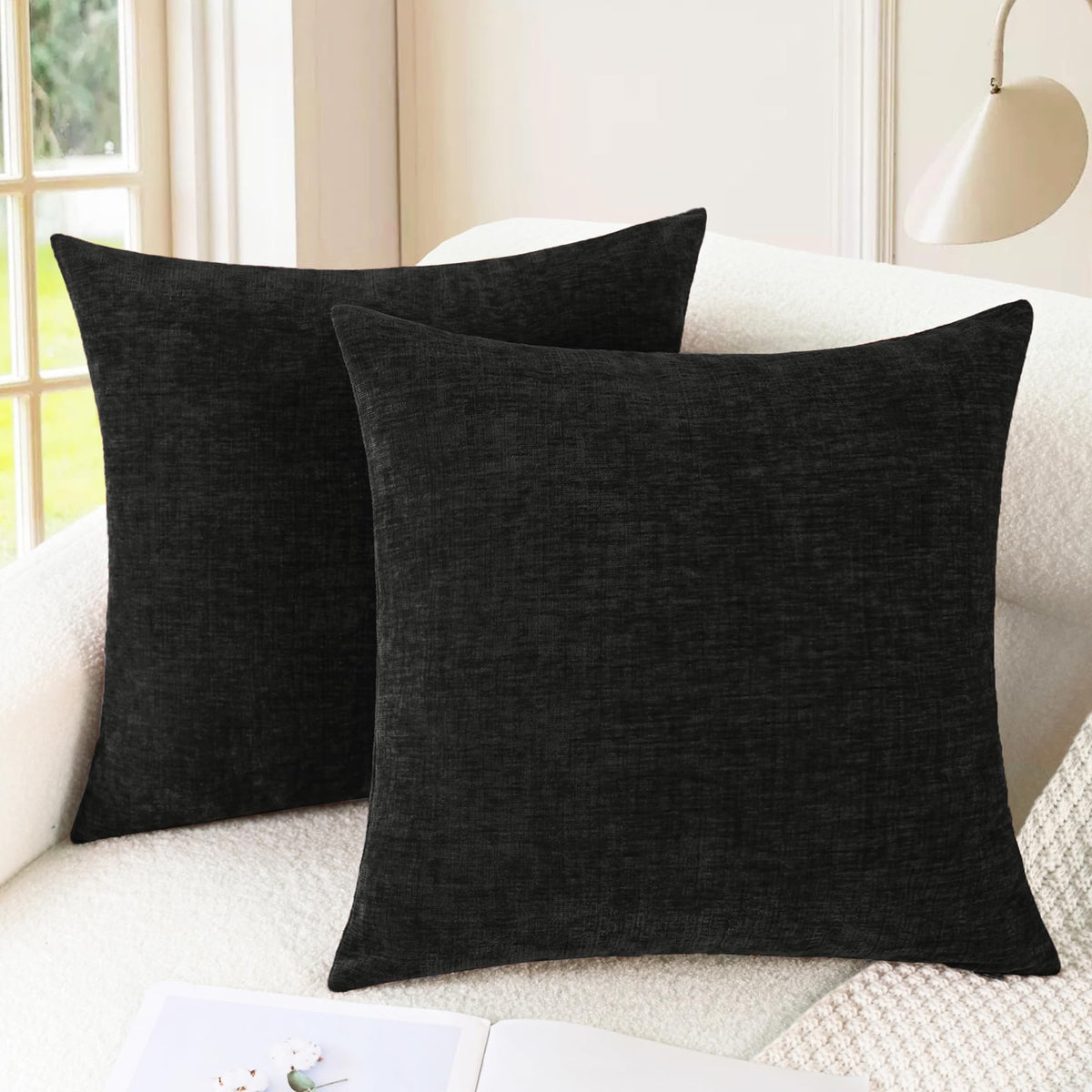CaliTime Decorative Couch Throw Pillow Covers 18 X 18 Inches Navy Blue