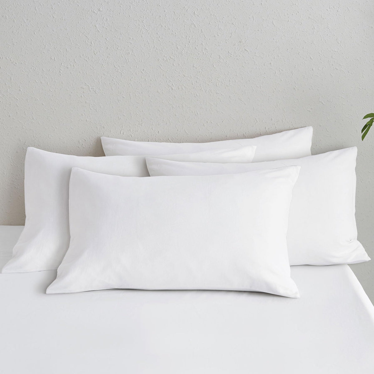 MOOMEE Pillowcase Set of 2 100% Washed Cotton Linen-Like Standard