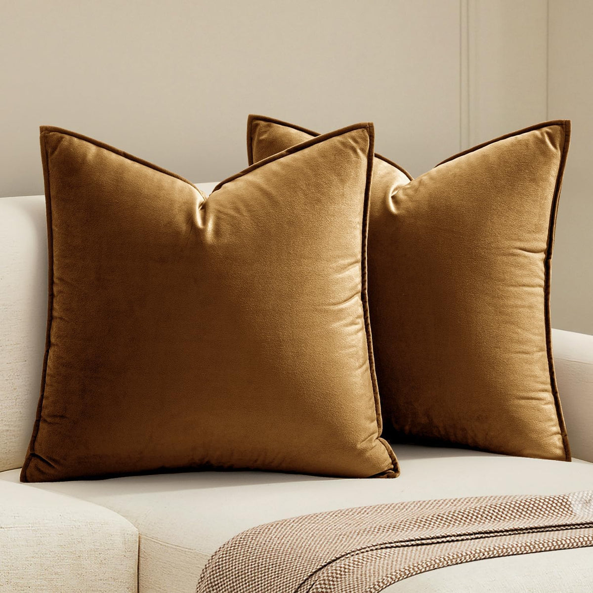 MIULEE Decorative Dark Brown Velvet Throw Pillow Covers for Couch 18x18 in
