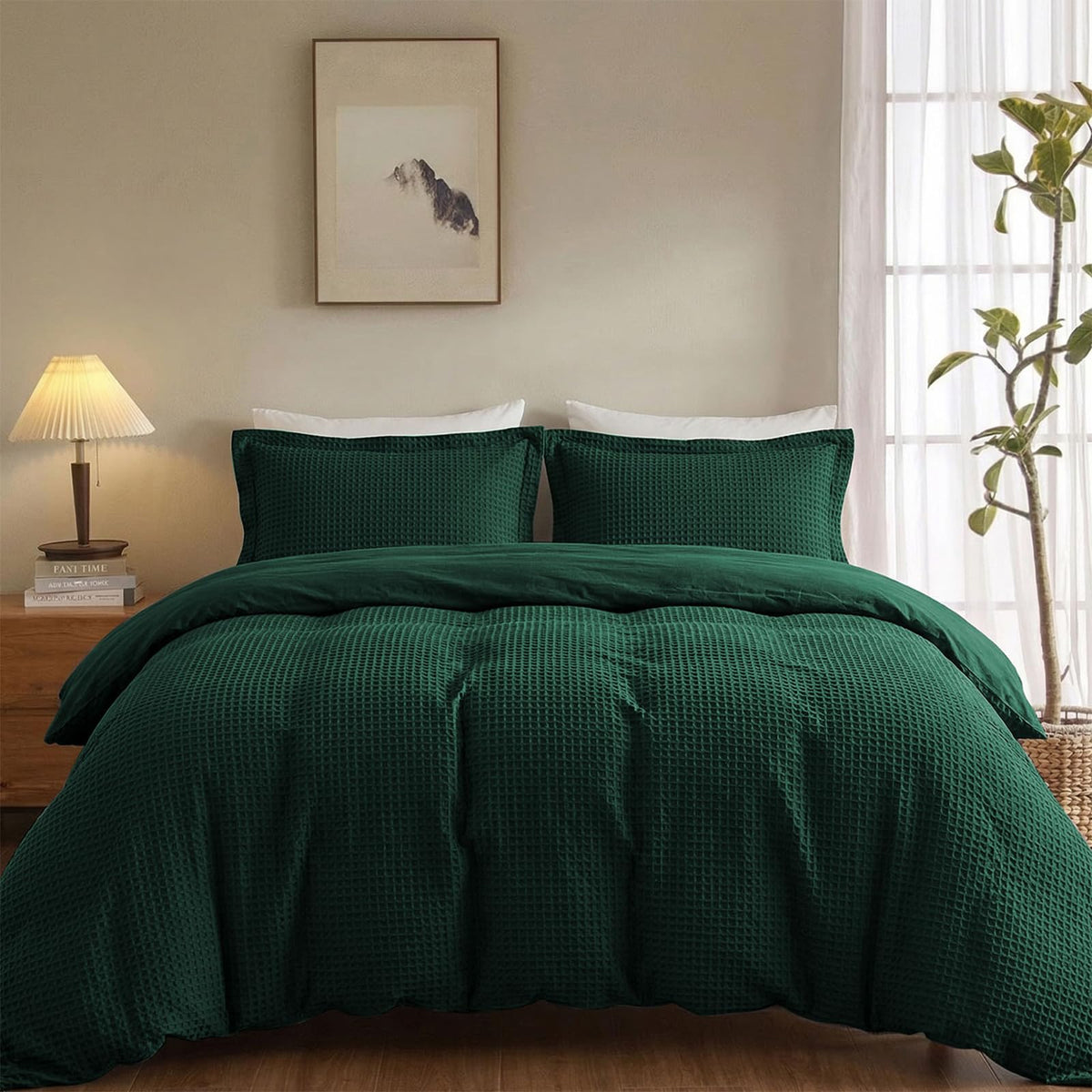 100% Cotton King Size Duvet Cover Set with 2 Pillow Shams, Black