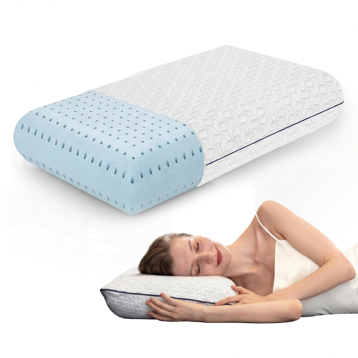 Vaverto Memory Foam Pillows - Cooling Firm Pillow - Standard Size 1-Pack