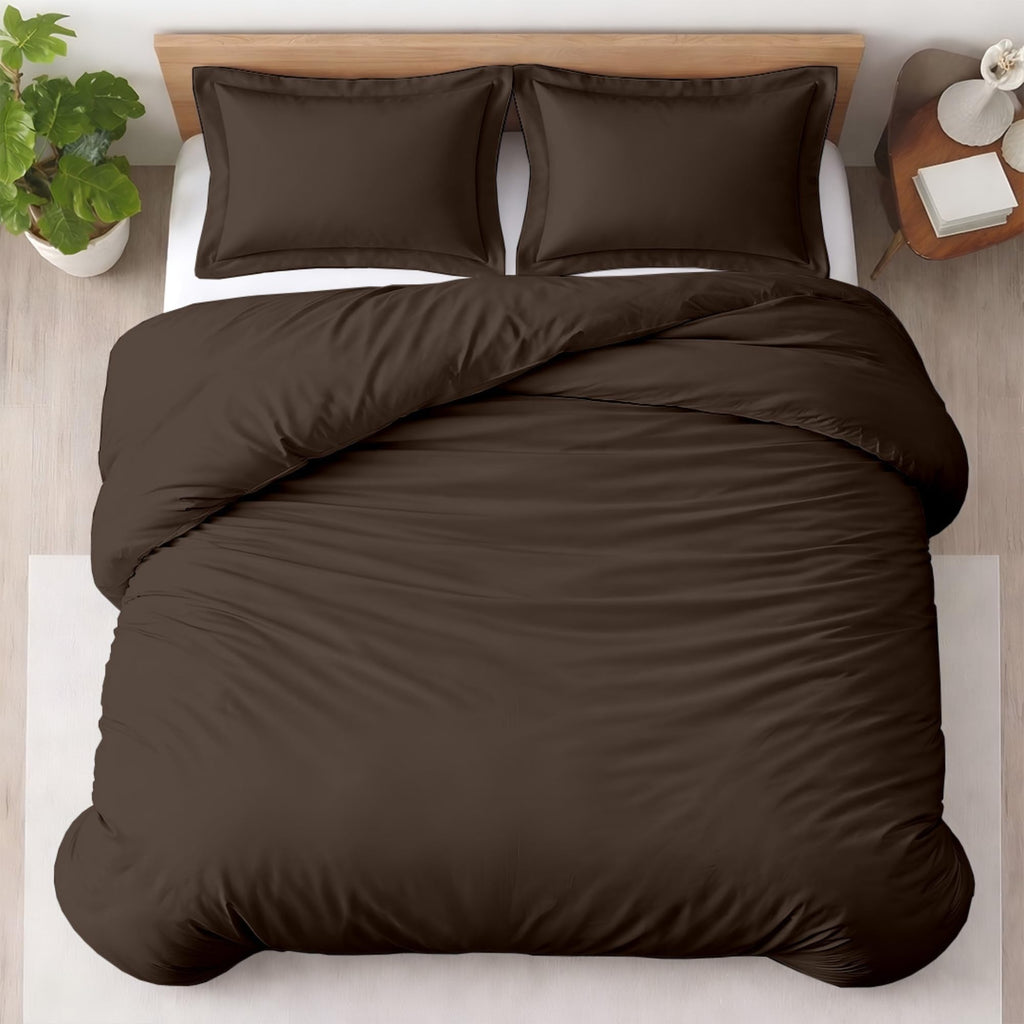 Kotton Culture 3 Pc Duvet Cover King Size Set-100% Egyptian Cotton 600 Thread Count Ultra Soft Premium Durable Comforter Cover Zipper Closure & Corner Ties - (Plum, 104" X 94")