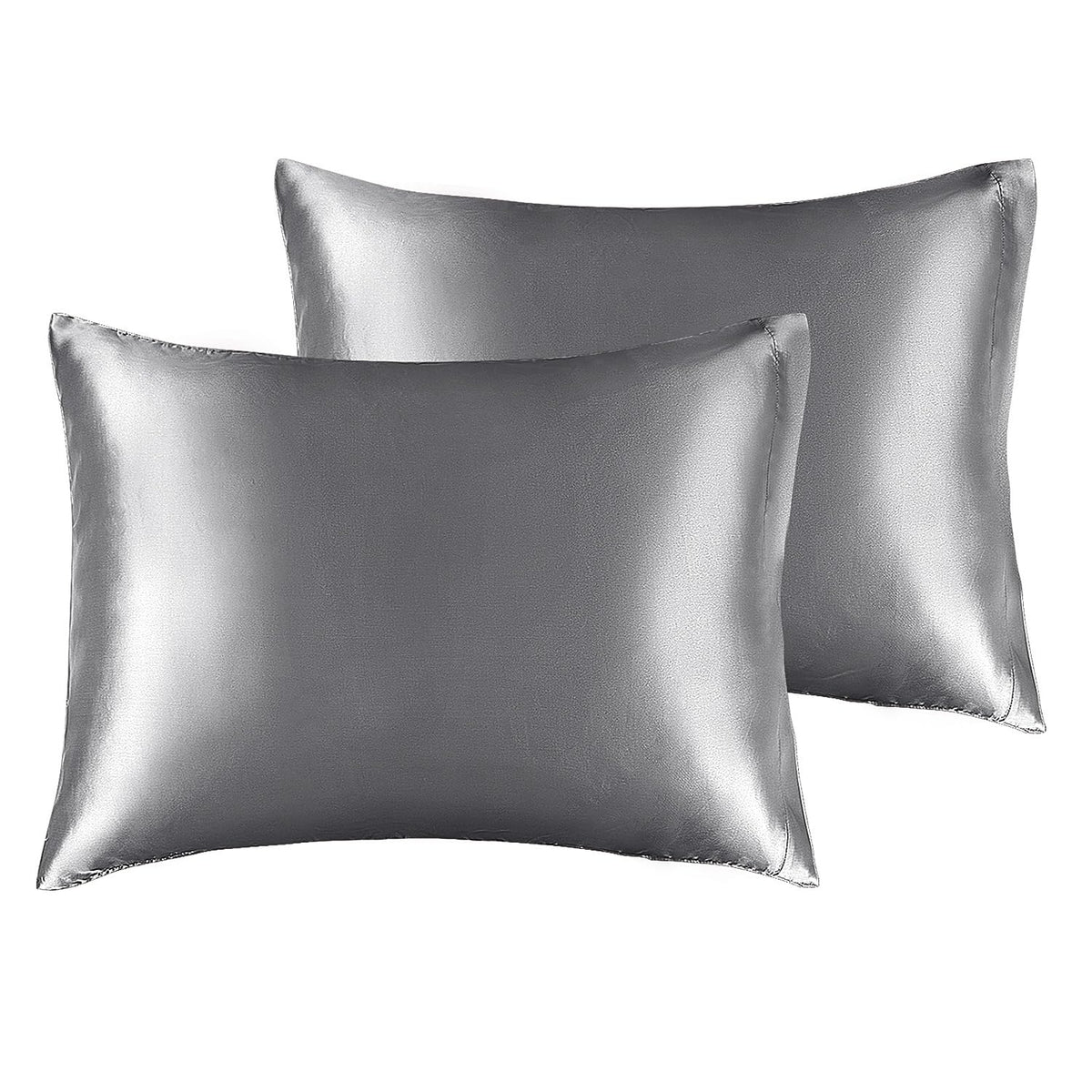 BEDELITE Satin Pillowcases, Queen Size 20x30 Inch, Dark Grey, Set of 2