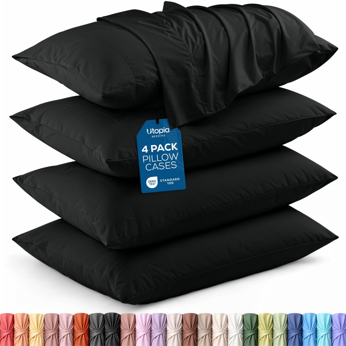 Pillow Covers Queen Size Set of 4, Soft and Comfy Pillow Cases, White