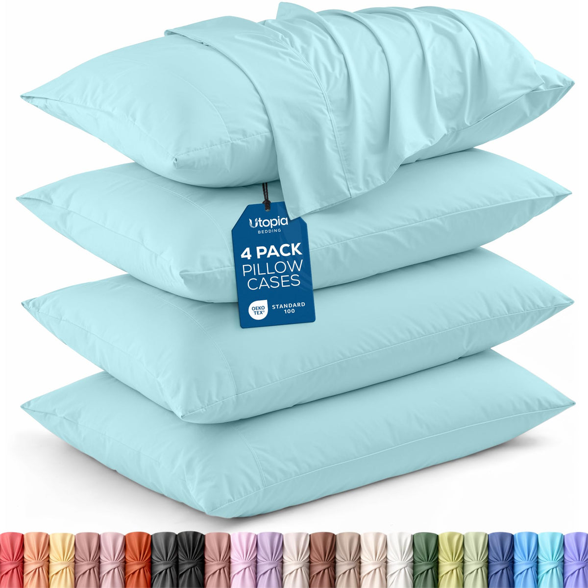 Pillow Covers Queen Size Set of 4, Soft and Comfy Pillow Cases, White