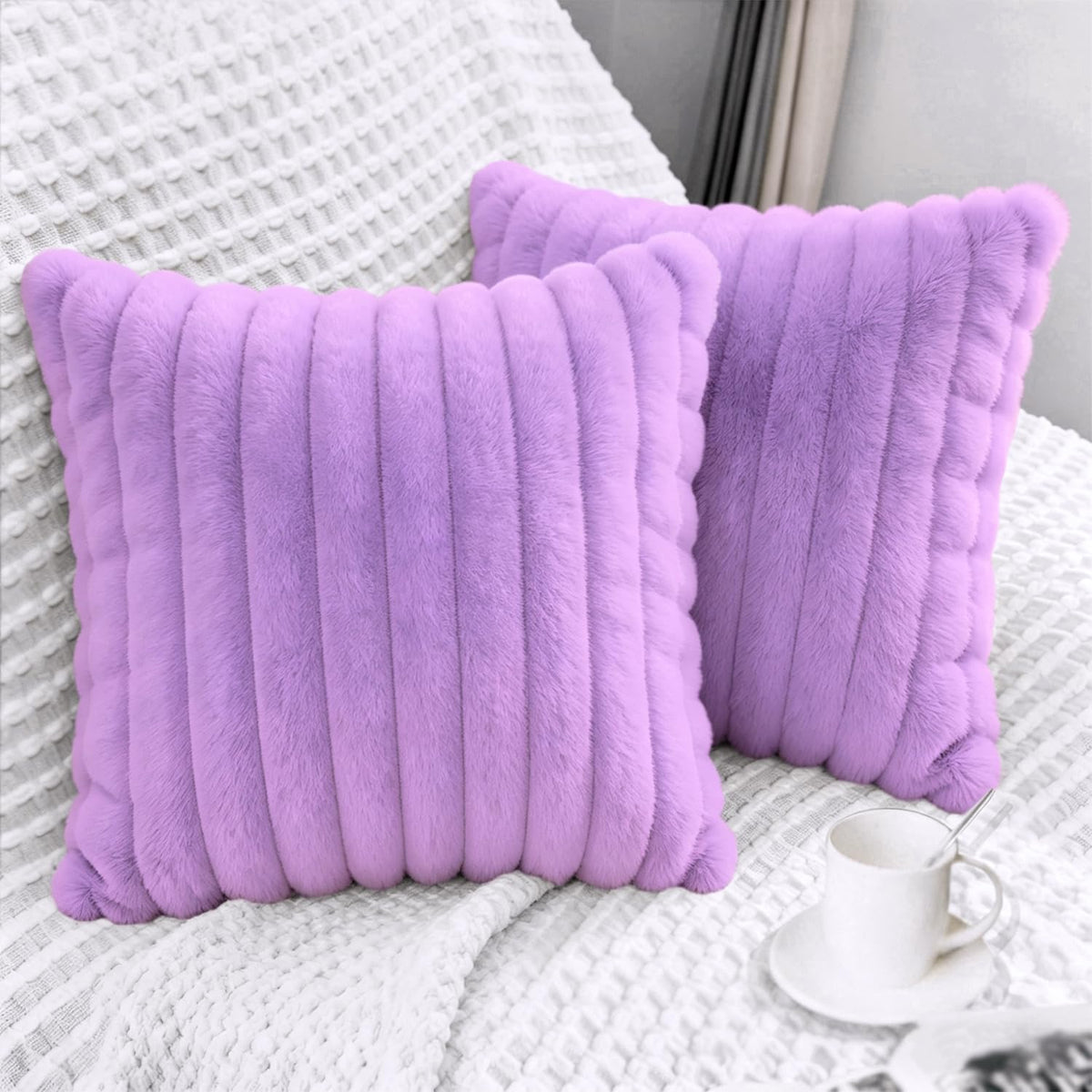 2 Pack 18x18 Pillow Cover Velvet Pillow Covers, Faux Fur Square Throw Pillow Covers for Living Room Decorations Throw Pillow Case, Throw Pillow Cover Cushion Cover for Home Sofa Bedroom Car, Grey