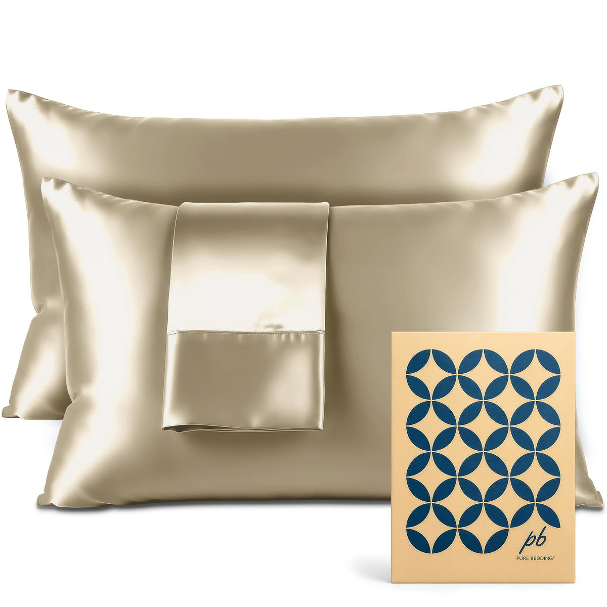 Pure Bedding Satin Pillowcase 2 Pack - Queen Size (20"x30", Black) - Silky Pillow Cases for Hair and Skin - Satin Pillow Covers with Envelope Closure - Extra Soft Premium Microfiber