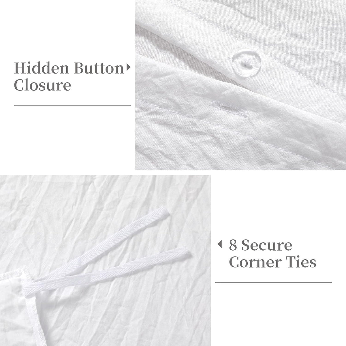 CAROMIO White Ruffle Duvet Cover Queen Size, 3PCS Soft Washed Microfiber Vintage French Country Duvet Cover Set for Queen Bed, White, 90x90 in