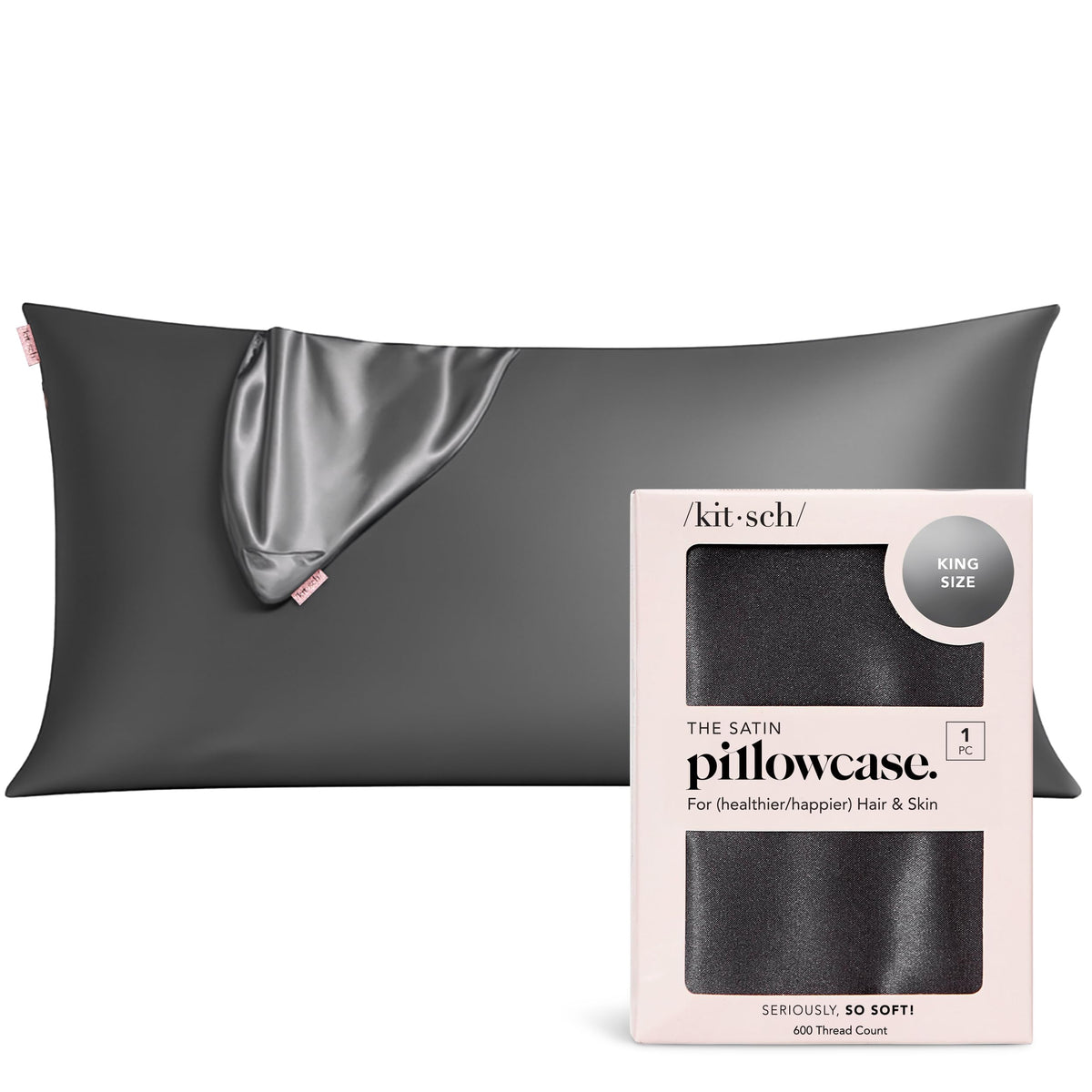 Kitsch Satin Pillowcase with Zipper - Standard Size, Ivory