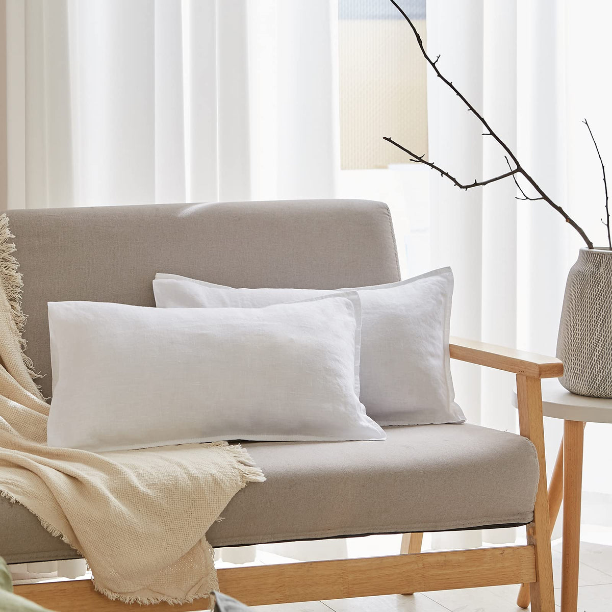 Simple&Opulence 100% French Flax Linen Duvet Cover Set with Embroidery Washed - 3 Pieces (1 Duvet Cover with 2 Pillow Shams) with Button Closure Soft Breathable Farmhouse - Linen, King Size