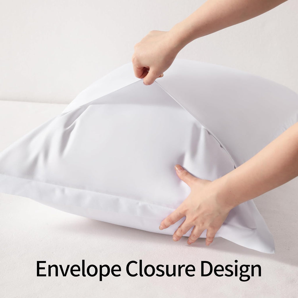 NTBAY Standard Pillow Shams, Set of 2, Microfiber, White