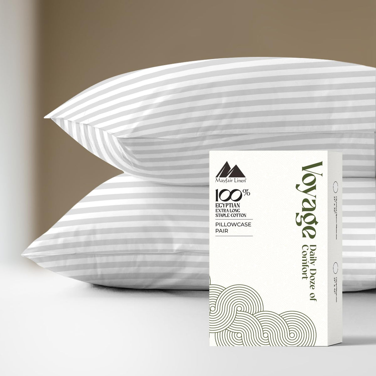 Mayfair Linen Pillow Cases Queen Size - Luxury 600 Series Egyptian Cotton Pillow Cases Queen Size Set of 2 (White), Soft, Cooling & Breathable Sateen Weave Hotel Pillowcovers - Voyage Collection
