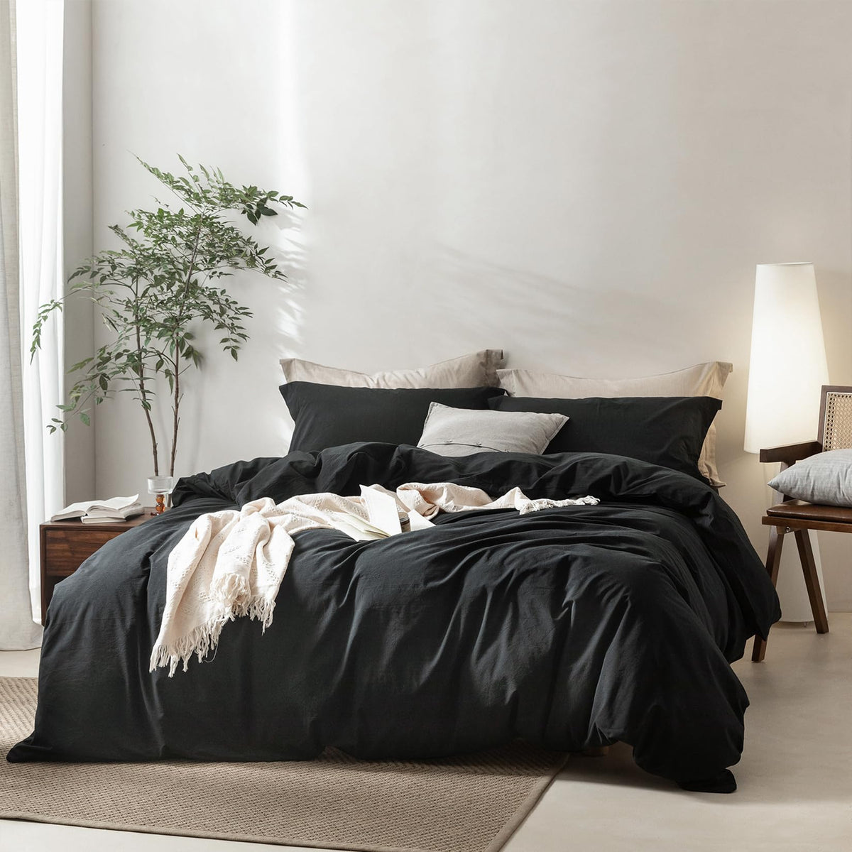 BDEAR 3Pcs Olive Green Duvet Cover Set Queen Size 90" L x 90" W,Oeko TEX