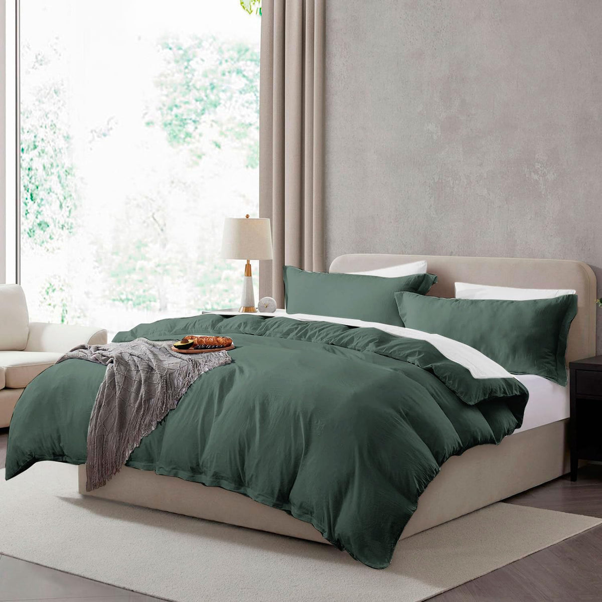 Hearth & Harbor Prewashed King Duvet Cover Set, Chocolate Brown
