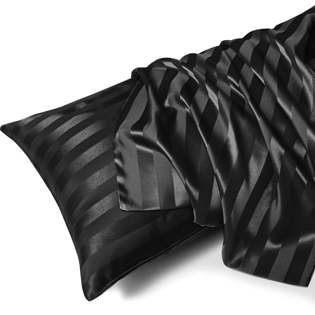 MR&HM Satin Pillowcase 2 Pack, Queen Size 20"x30", Black
