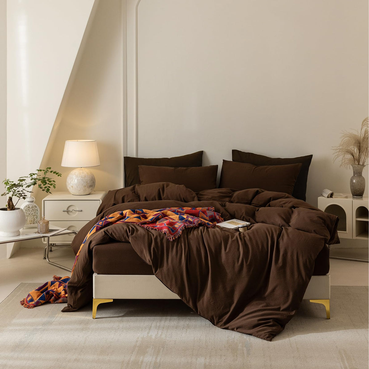BDEAR 3Pcs Olive Green Duvet Cover Set Queen Size 90" L x 90" W,Oeko TEX