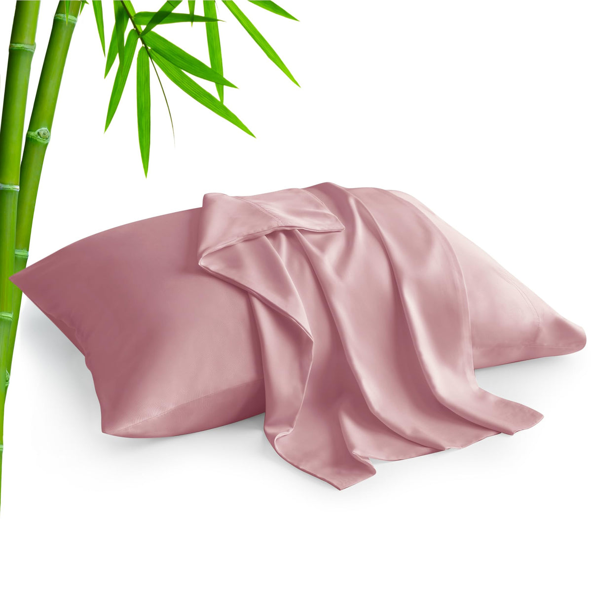 BEDELITE Cooling Pillow Cases Queen Size Set of 2, Rayon from Bamboo, Grey