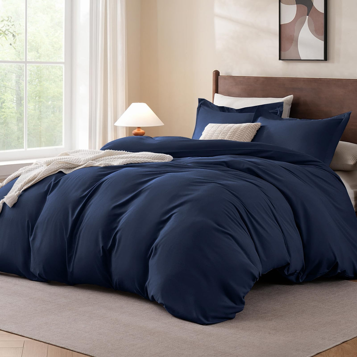 FreshCulture Duvet Cover King Size - 3 Pieces Microfiber Duvet Cover Set with Zipper Closure - Lightweight & Easy Care - 1 Comforter Cover & 2 Pillow Shams - Comforter Not Included (Baby Blue)