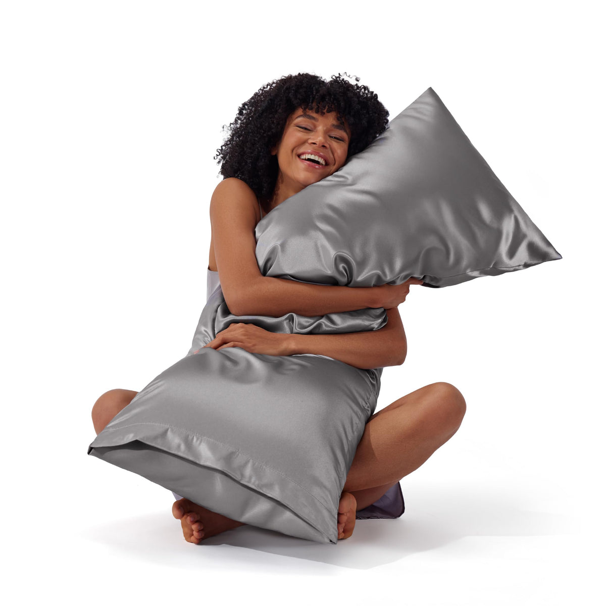 Bedsure Satin Pillowcases Queen Set of 2, Silky Pillow Cases, Dark Grey