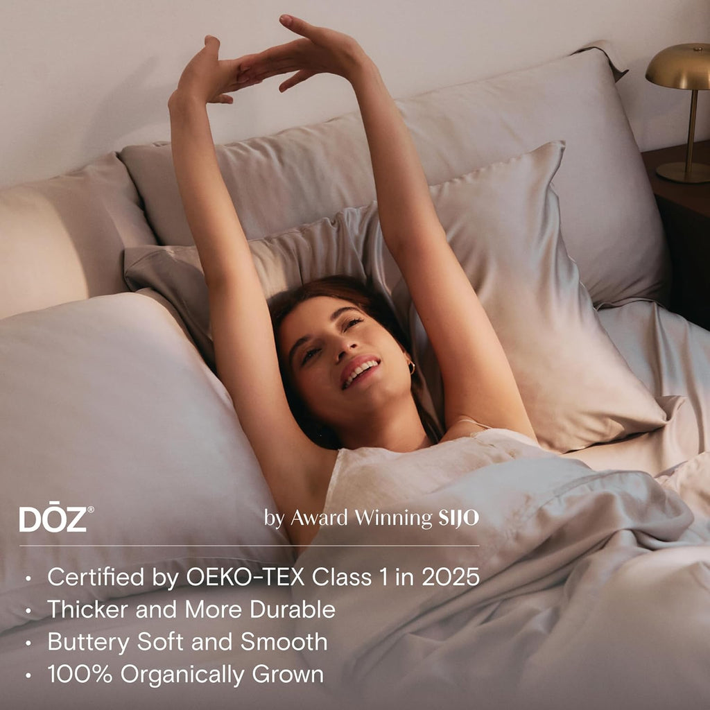 DOZ Duvet Cover Set, 100% Viscose derived from Bamboo, Organically Grown, Buttery Soft, Cooling Duvet Covers, High GSM, 1 Duvet Cover and 2 Pillowcases, 90"x90" (Sage, Full/Queen)