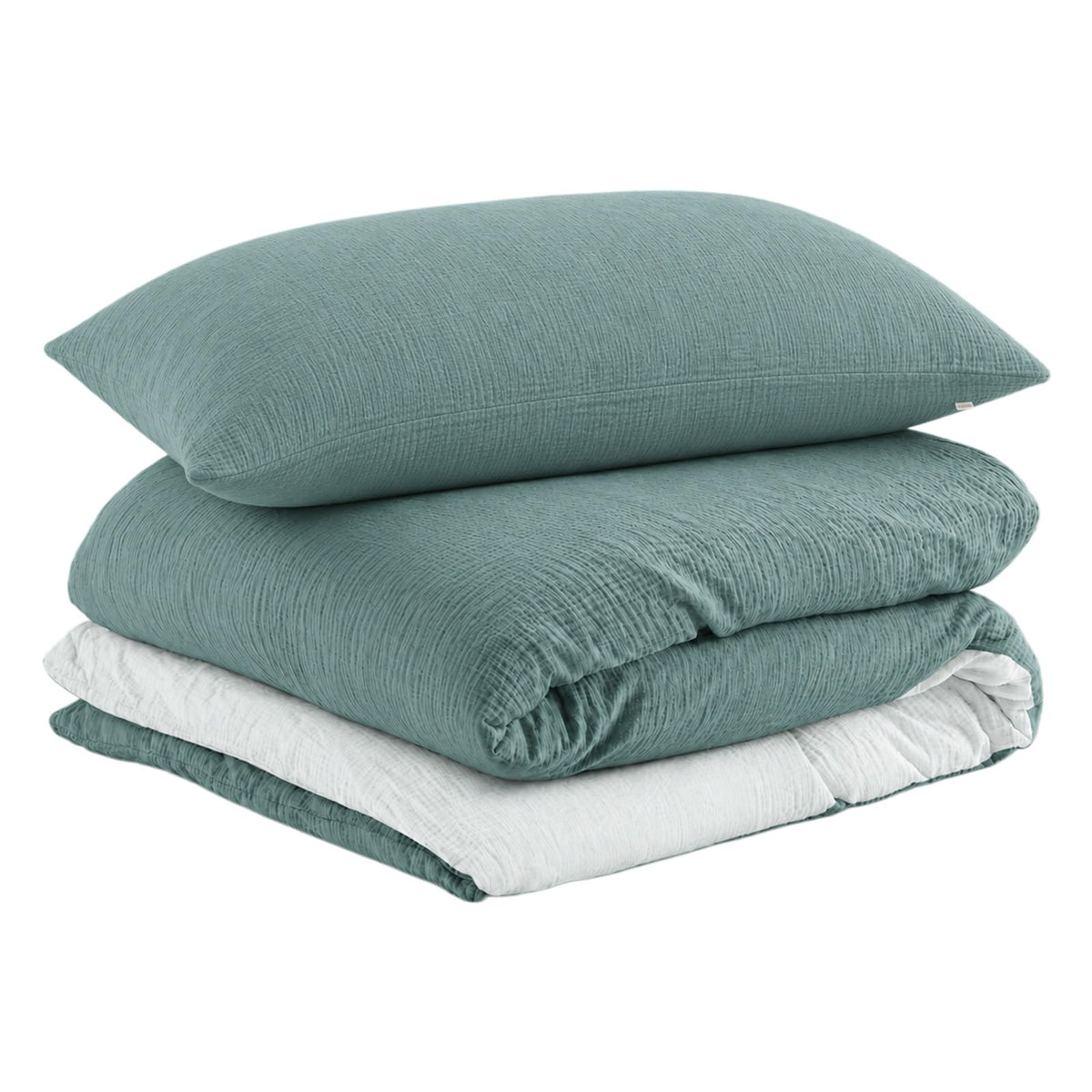 EMME Muslin Cotton Duvet Cover Set Linen Like Cream White Queen