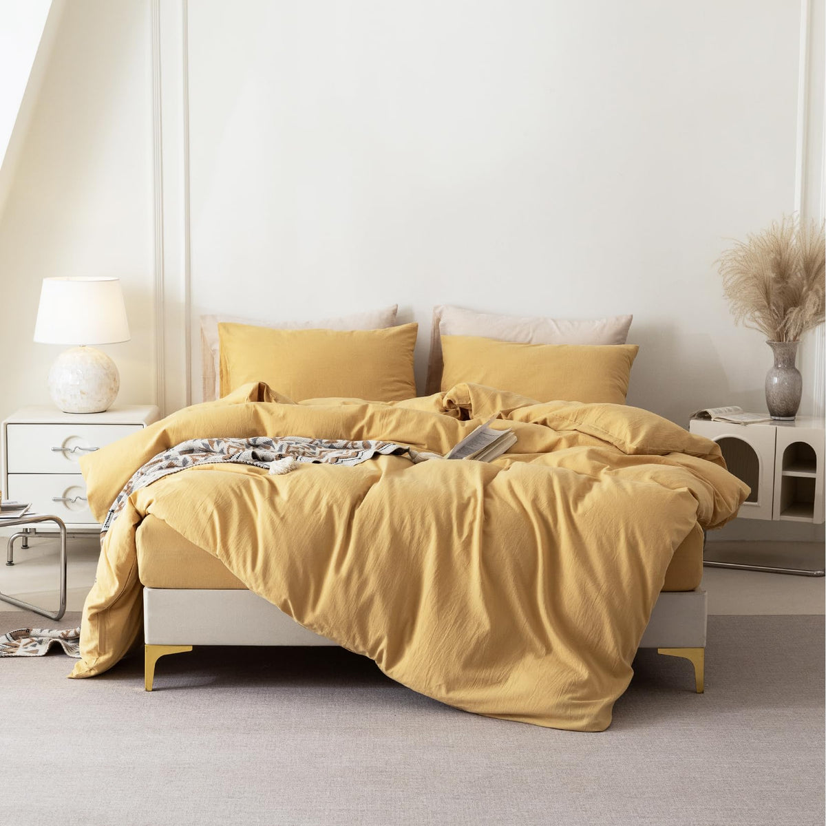 BDEAR 3Pcs Olive Green Duvet Cover Set Queen Size 90" L x 90" W,Oeko TEX