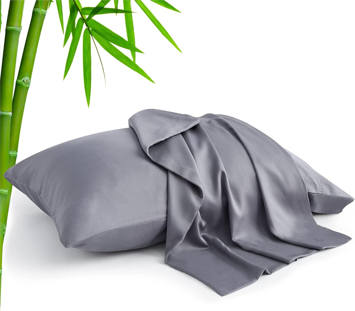 BEDELITE Cooling Pillow Cases Queen Size Set of 2, Rayon from Bamboo, Grey