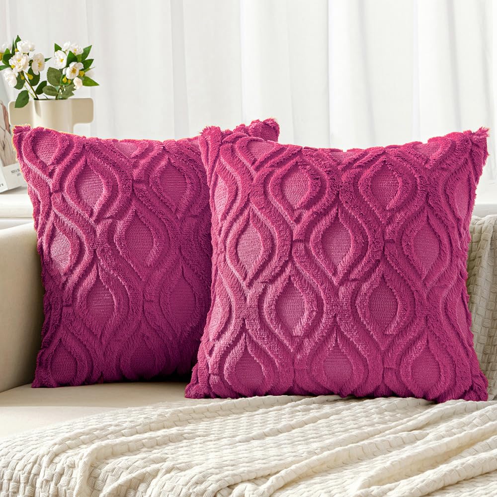 MIULEE Fall Mustard Yellow Soft Plush Faux Wool Throw Pillow Covers 18x18