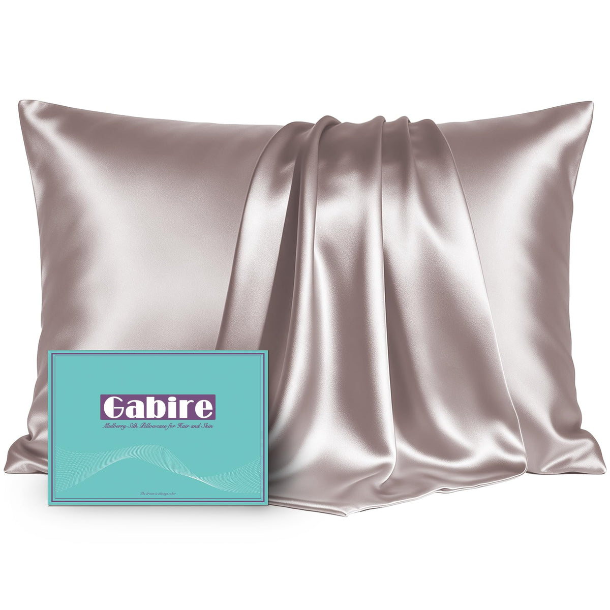Gabire Mulberry Silk Pillow Cases Set of 2, Both Sides Real Silk Pillowcase for Hair and Skin Prevent Acne Pillowcase Organic Silk Pillowcase 2 Pack with Hidden Zipper, Black, Standard (20"×26")