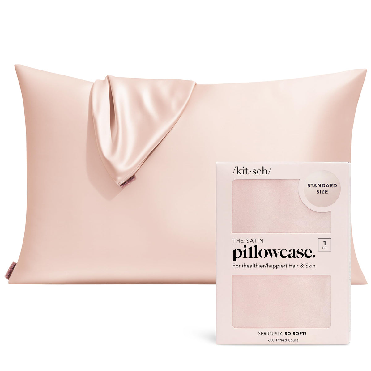 Kitsch Satin Pillowcase with Zipper - Standard Size, Ivory